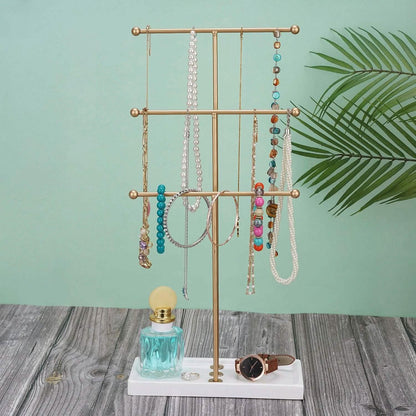 3-Tier Gold Metal Tabletop Jewelry Tree Stand - A-1 Thread Vault