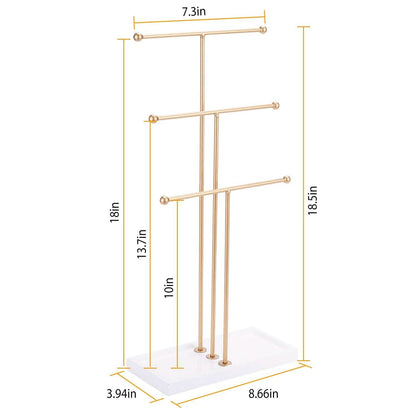 3-Tier Gold Metal Tabletop Jewelry Tree Stand - A-1 Thread Vault