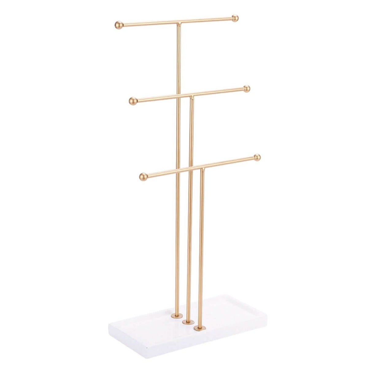 3-Tier Gold Metal Tabletop Jewelry Tree Stand - A-1 Thread Vault
