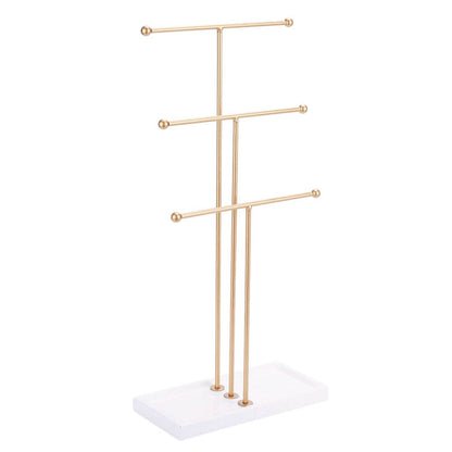 3-Tier Gold Metal Tabletop Jewelry Tree Stand - A-1 Thread Vault