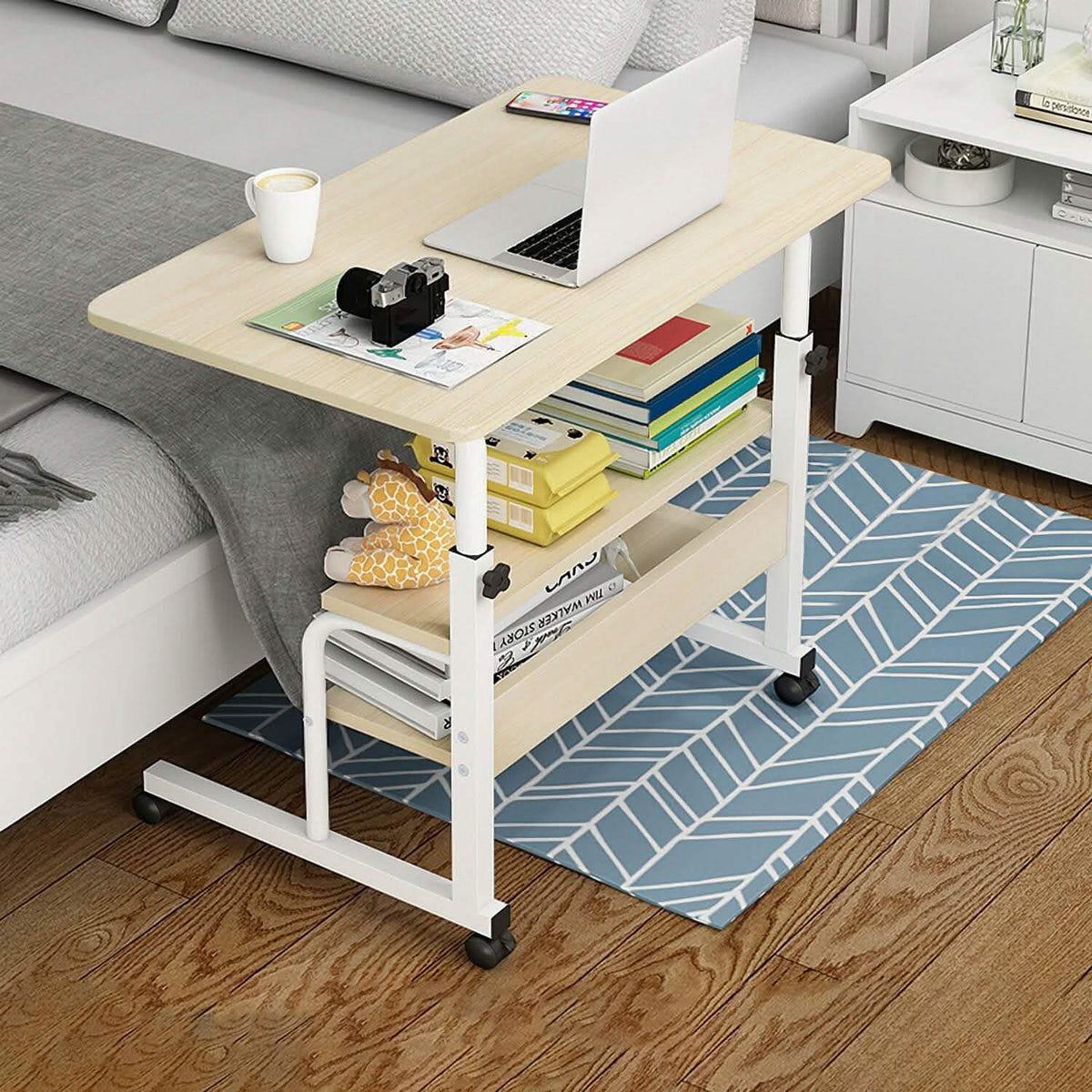 3-Tier Height Adjustable Laptop Desk with Rolling Wheels - A-1 Thread Vault