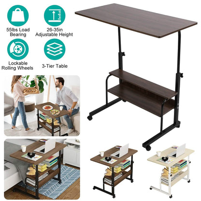 3-Tier Height Adjustable Laptop Desk with Rolling Wheels - A-1 Thread Vault