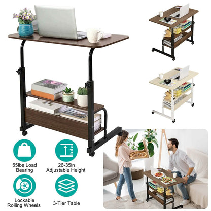 3-Tier Height Adjustable Laptop Desk with Rolling Wheels - A-1 Thread Vault