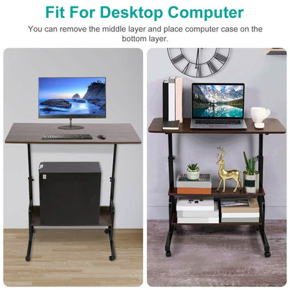 3-Tier Height Adjustable Laptop Desk with Rolling Wheels - A-1 Thread Vault
