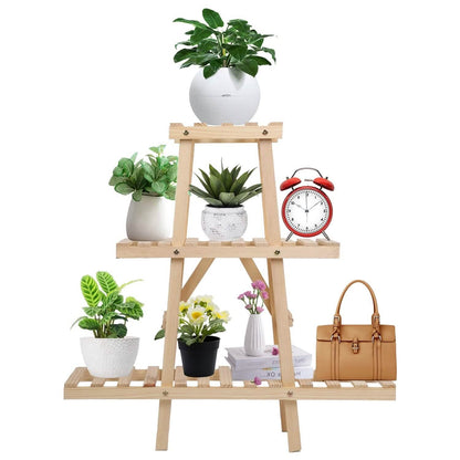 3-Tier Potted Flower Shelf Multi-tier Flower Pot Rack Holder Triangle Ladder - A-1 Thread Vault