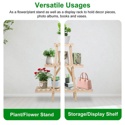 3-Tier Potted Flower Shelf Multi-tier Flower Pot Rack Holder Triangle Ladder - A-1 Thread Vault