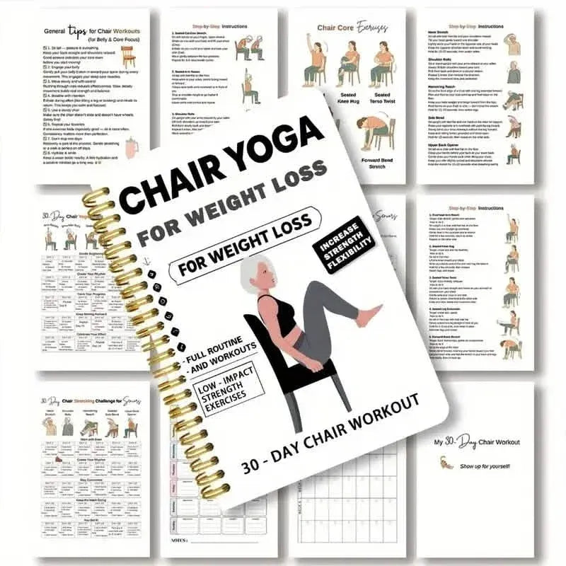 30-Day Chair Yoga Notebook | 15-Min Daily Workouts & Guide - A-1 Thread Vault