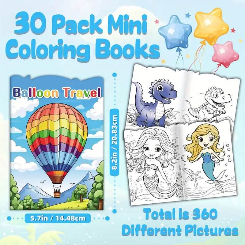30-Pack: Children's Mini Coloring Book Set - A-1 Thread Vault