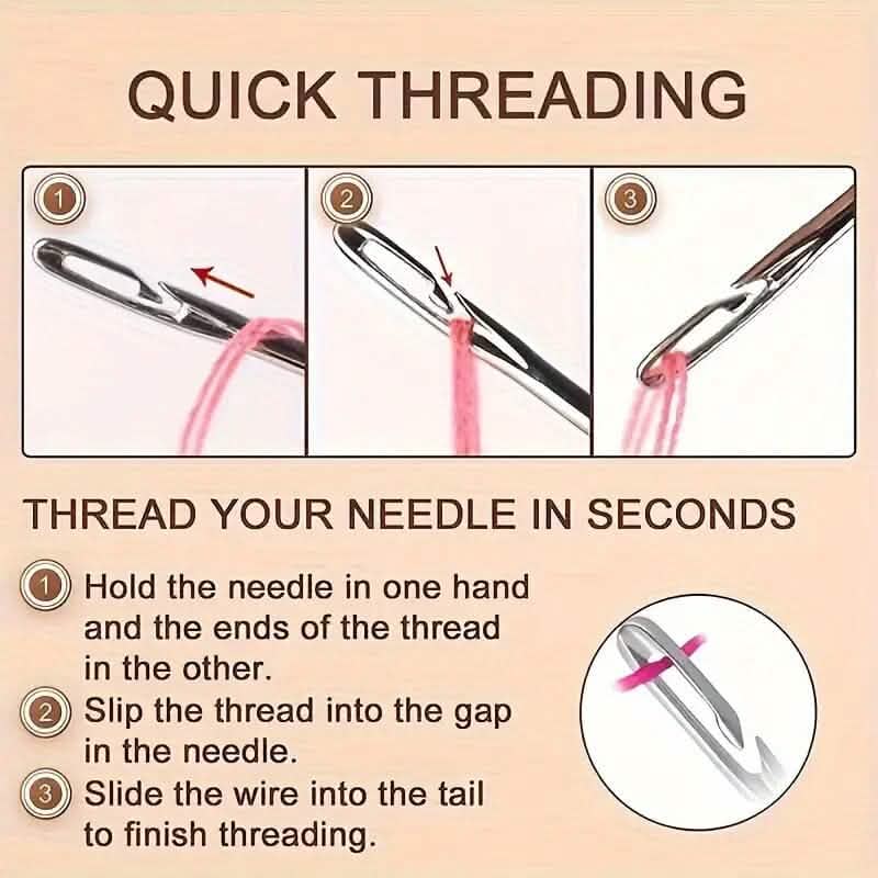 30-Pieces: Self-Threading Random Sizes Needles with Wooden Storage Tube - A-1 Thread Vault