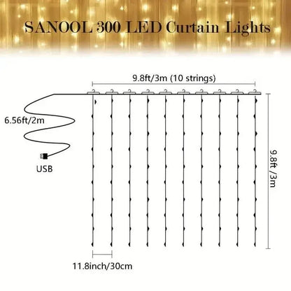300 LED Curtain Fairy Lights - A-1 Thread Vault