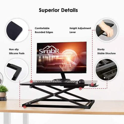 32" Height Adjustable Stand Up Desk Converter Gas Spring Desk Riser Converter Sit to Stand - A-1 Thread Vault