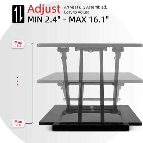 32" Height Adjustable Stand Up Desk Converter Gas Spring Desk Riser Converter Sit to Stand - A-1 Thread Vault