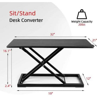 32" Height Adjustable Stand Up Desk Converter Gas Spring Desk Riser Converter Sit to Stand - A-1 Thread Vault