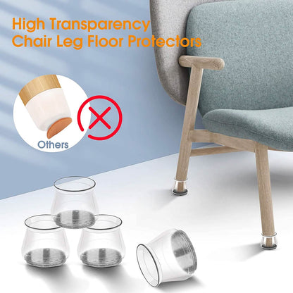 32-Piece: Clear Chair Leg Floor Protectors - A-1 Thread Vault