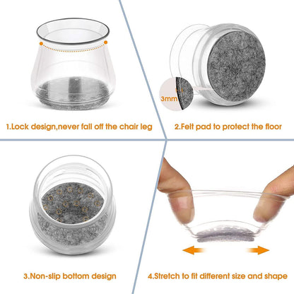 32-Piece: Clear Chair Leg Floor Protectors - A-1 Thread Vault