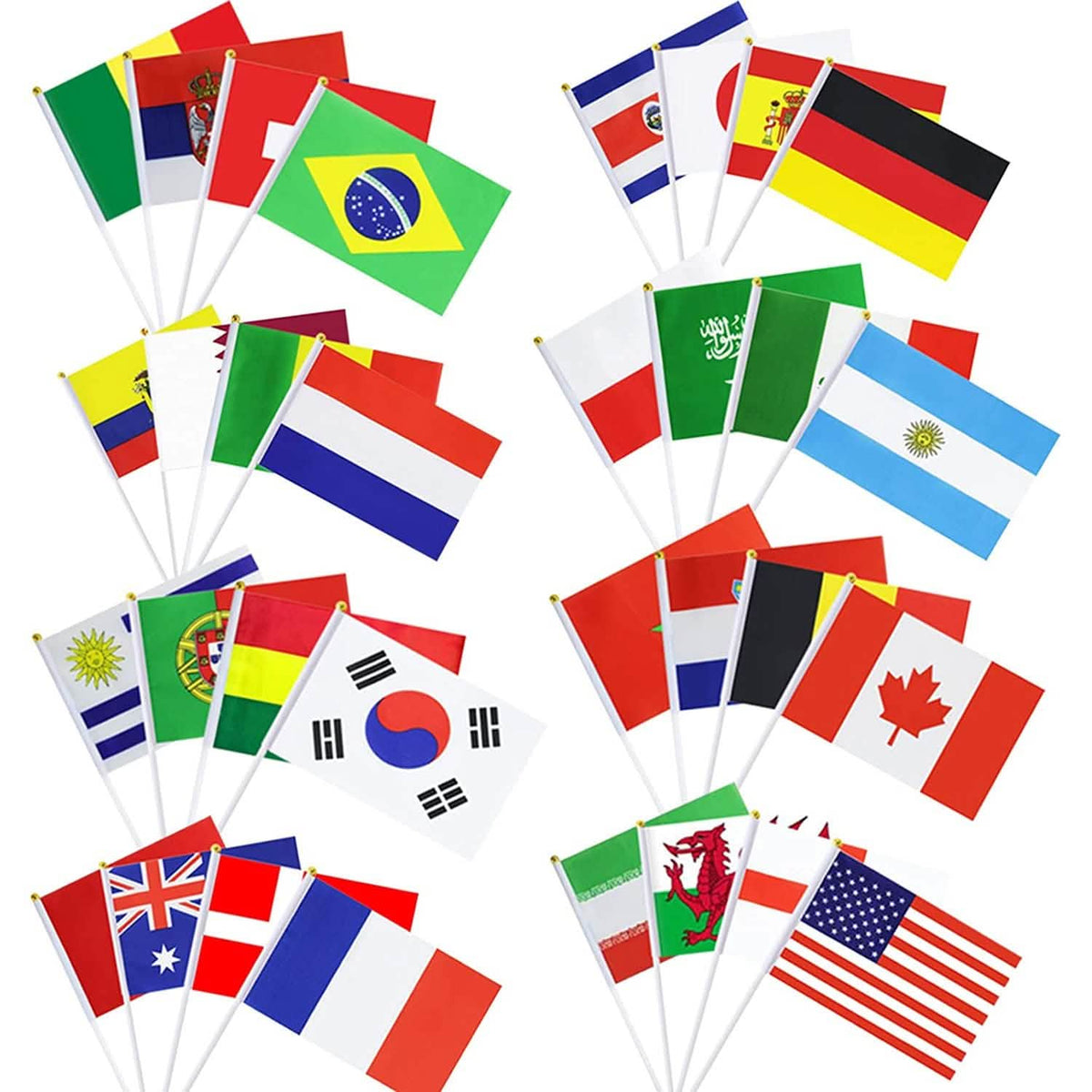 32-Pieces: World Cup 2022 Participating National Teams Flags - A-1 Thread Vault