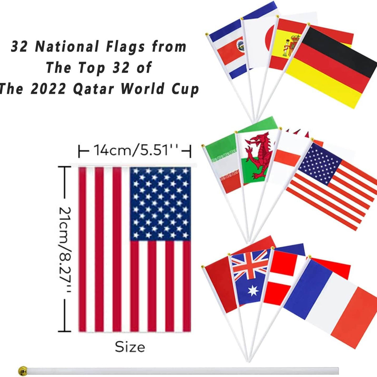 32-Pieces: World Cup 2022 Participating National Teams Flags - A-1 Thread Vault