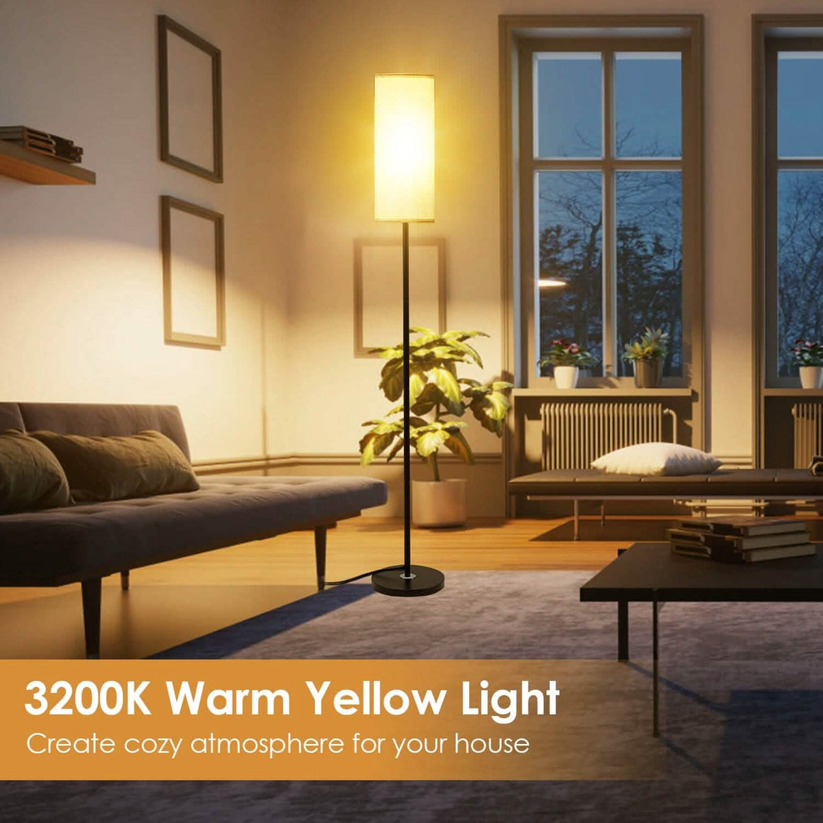 3200K Warm Yellow Light Modern Standing Lamp with Foot Switch 6W Bulb - A-1 Thread Vault