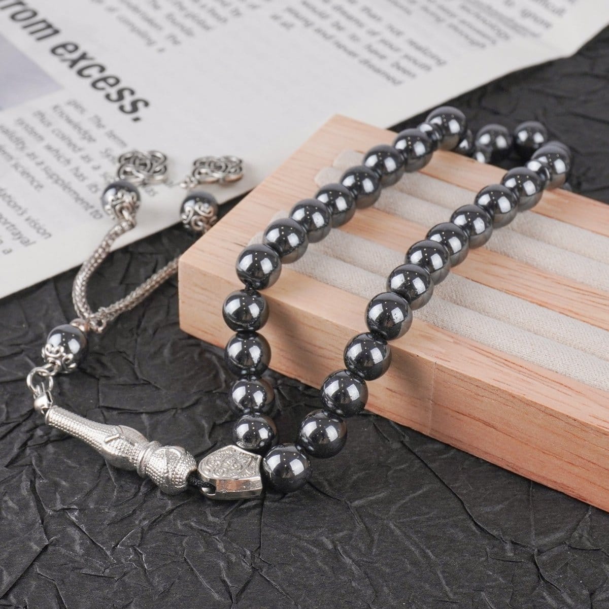 33 Bead Black Obsidian Tasbeeh(MR085) - A-1 Thread Vault