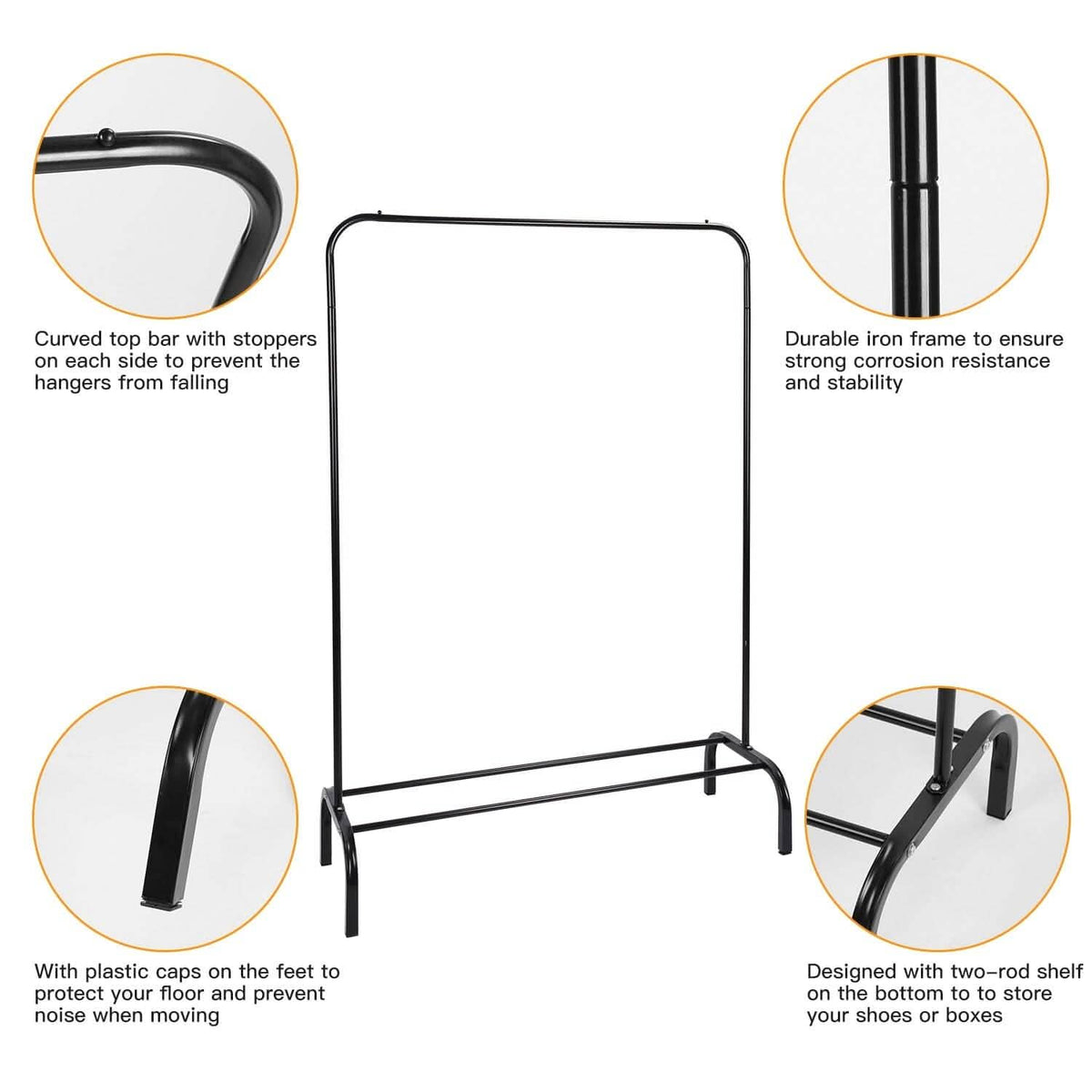 33Lbs Loading Garment Racks Freestanding with Bottom Shelf - A-1 Thread Vault