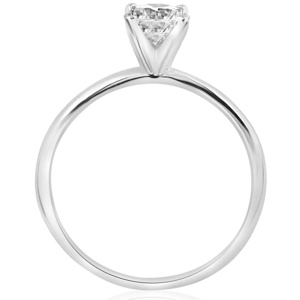 3/4 Ct Round-Cut Natural Diamond Solitaire Engagement Ring 14k White Gold - A-1 Thread Vault