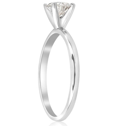 3/4 Ct Round-Cut Natural Diamond Solitaire Engagement Ring 14k White Gold - A-1 Thread Vault