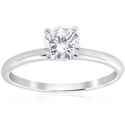 3/4 Ct Round-Cut Natural Diamond Solitaire Engagement Ring 14k White Gold - A-1 Thread Vault