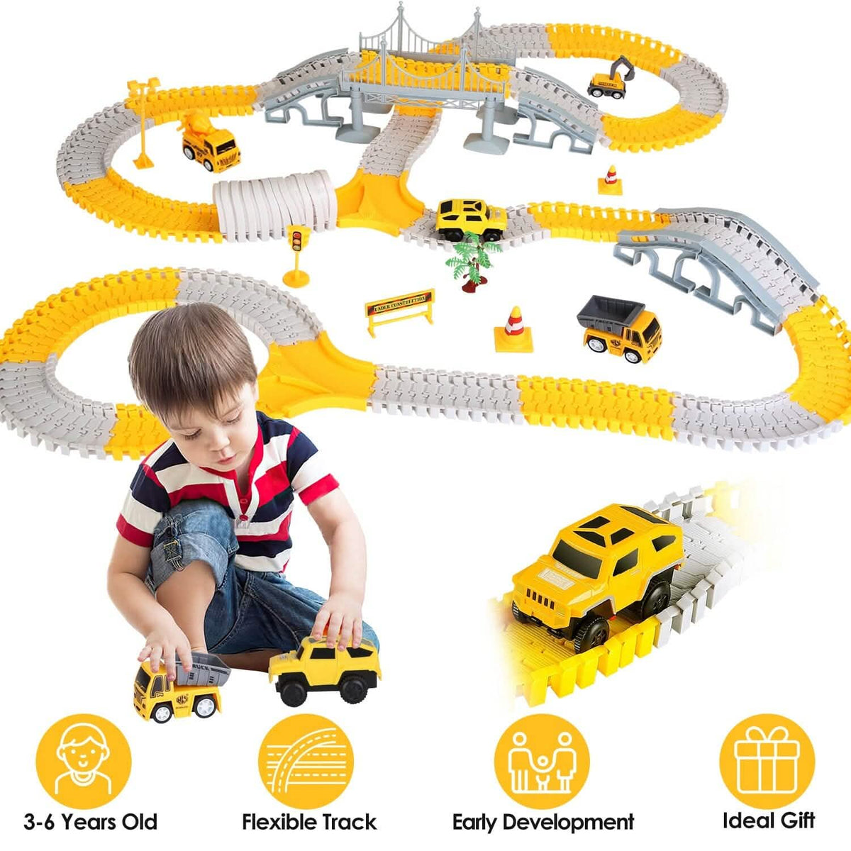 340-Piece: Construction Race Track Toy Set - A-1 Thread Vault