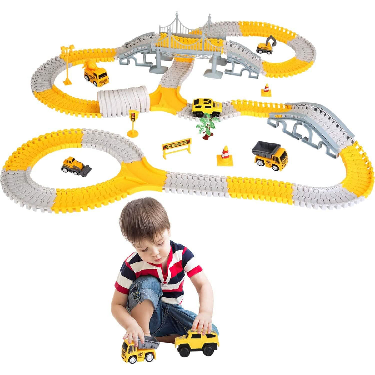 340-Piece: Construction Race Track Toy Set - A-1 Thread Vault