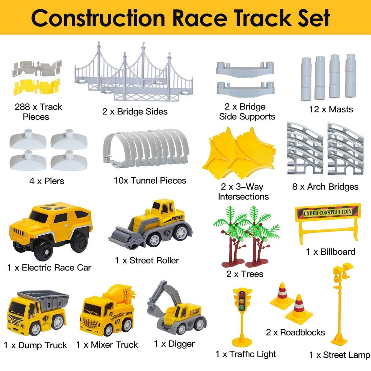 340-Piece: Construction Race Track Toy Set - A-1 Thread Vault