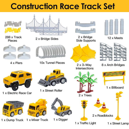 340-Piece: Construction Race Track Toy Set - A-1 Thread Vault
