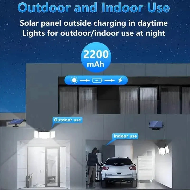 348 LED Motion Sensor Lights With Remote Control, 3 Head Security Lights, Solar Flood Wall Lights With 3 Modes - A-1 Thread Vault