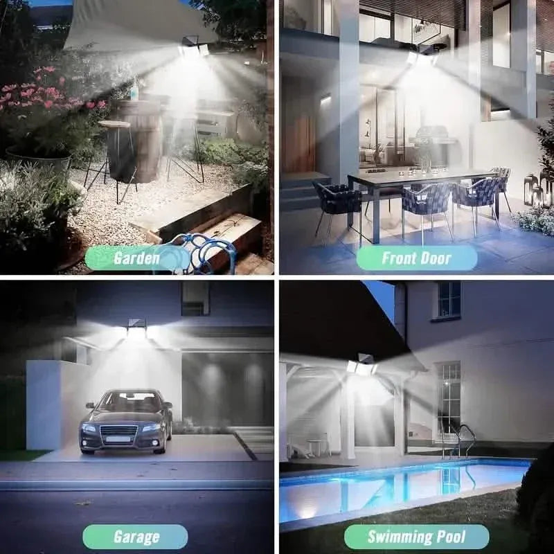 348 LED Motion Sensor Lights With Remote Control, 3 Head Security Lights, Solar Flood Wall Lights With 3 Modes - A-1 Thread Vault