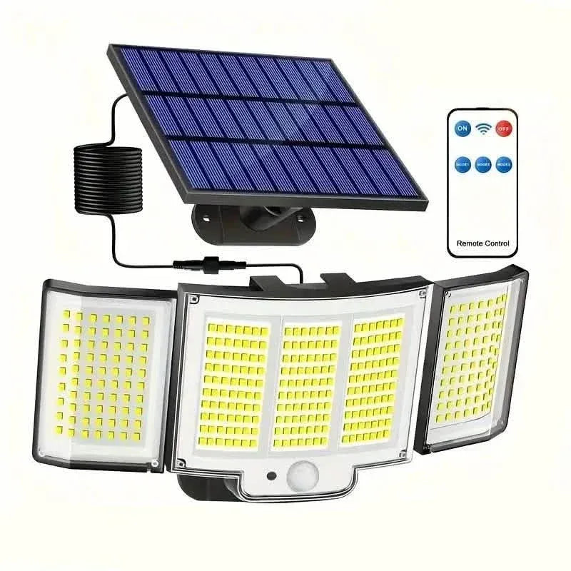 348 LED Motion Sensor Lights With Remote Control, 3 Head Security Lights, Solar Flood Wall Lights With 3 Modes - A-1 Thread Vault
