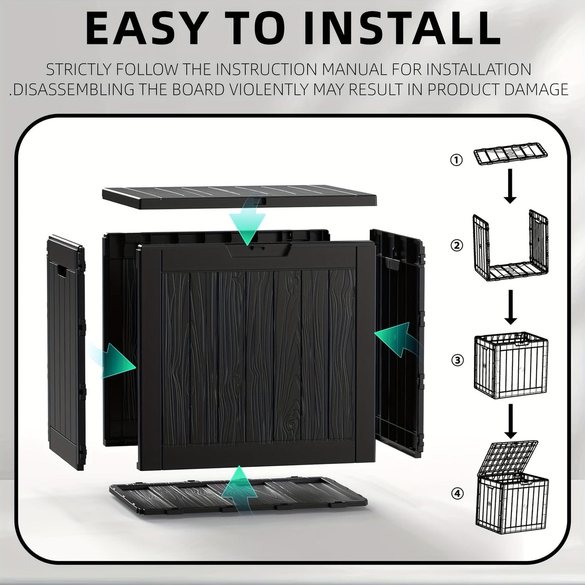 35 Gallon Outdoor Resin Storage Box – Black/Wood Grain - A-1 Thread Vault