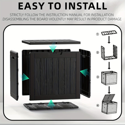 35 Gallon Outdoor Resin Storage Box – Black/Wood Grain - A-1 Thread Vault