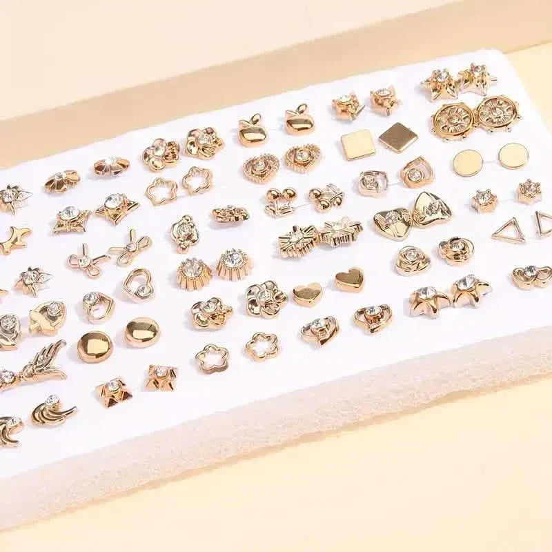 36-Pairs: Women's Fashion Earrings Set - Assorted Heart, Flower, Geometric & More - A-1 Thread Vault