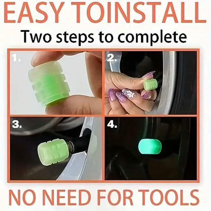 36-Pieces: Glow-in-the-Dark Car Tire Valve Cap Set - A-1 Thread Vault
