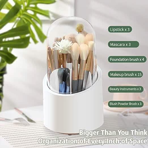 360-Degree Rotating Dustproof Makeup Brush Organizer - A-1 Thread Vault