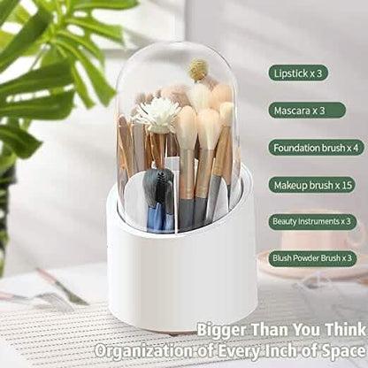 360-Degree Rotating Dustproof Makeup Brush Organizer - A-1 Thread Vault