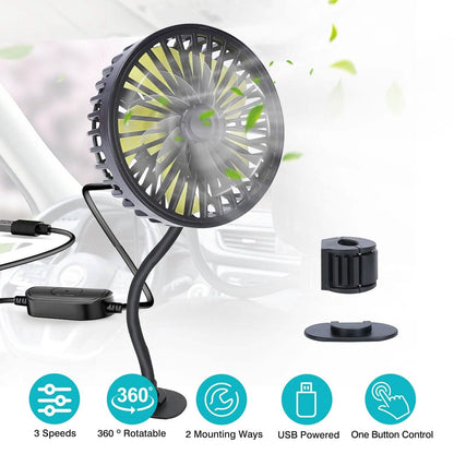 360 º Rotatable Car Cooling Fan with 3 Speeds - A-1 Thread Vault