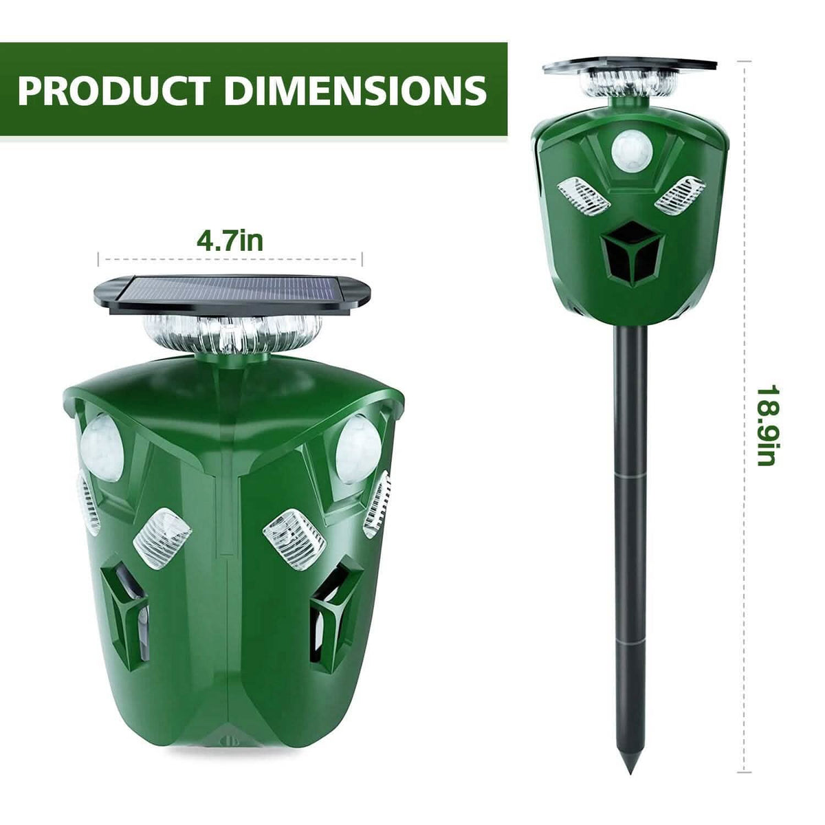 360° Electric Solar Powered Ultrasonic Repeller with Motion Sensor LED Flashing Lights - A-1 Thread Vault