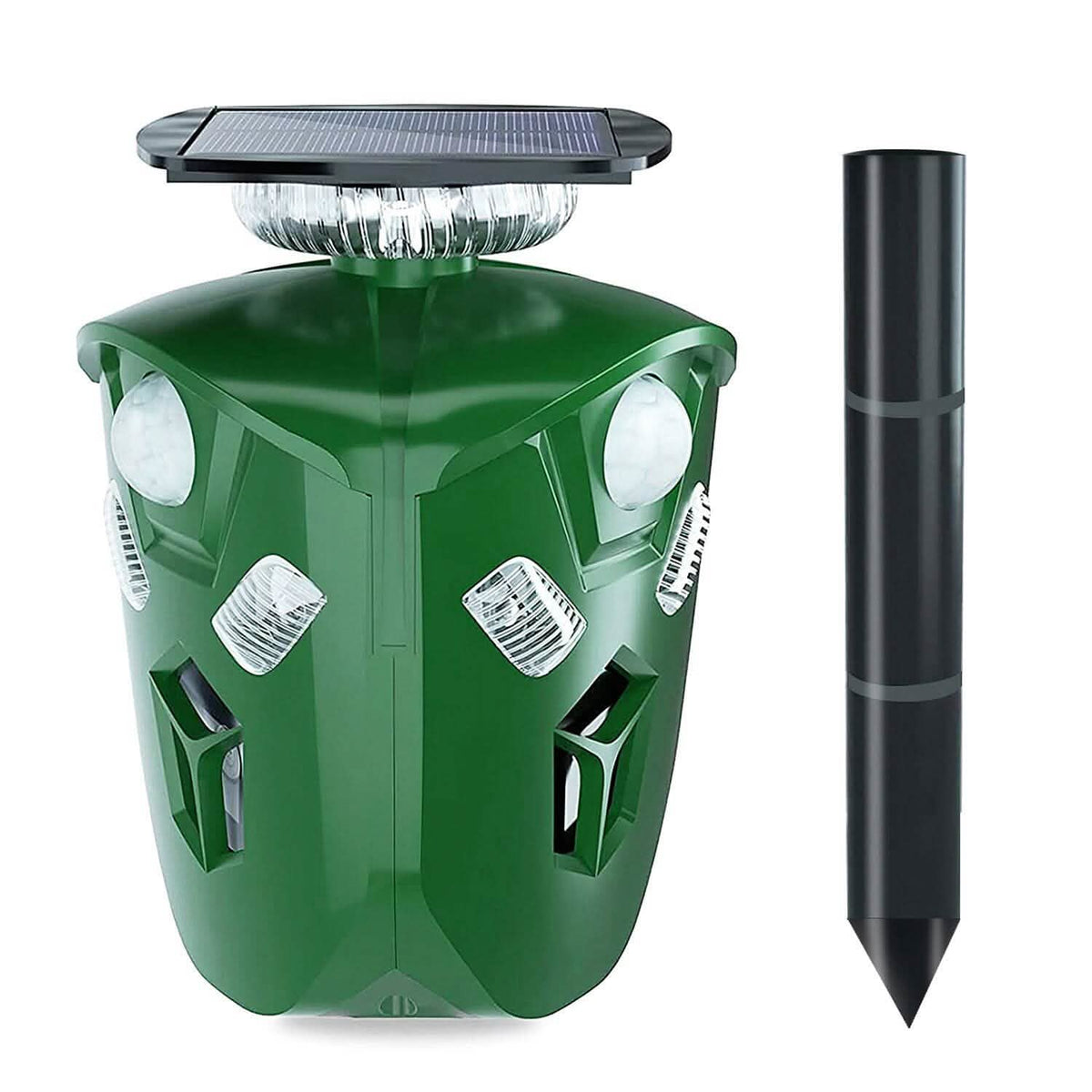 360° Electric Solar Powered Ultrasonic Repeller with Motion Sensor LED Flashing Lights - A-1 Thread Vault