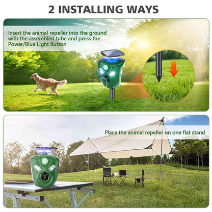 360° Electric Solar Powered Ultrasonic Repeller with Motion Sensor LED Flashing Lights - A-1 Thread Vault