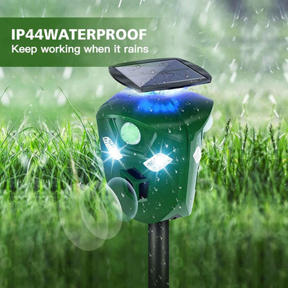 360° Electric Solar Powered Ultrasonic Repeller with Motion Sensor LED Flashing Lights - A-1 Thread Vault