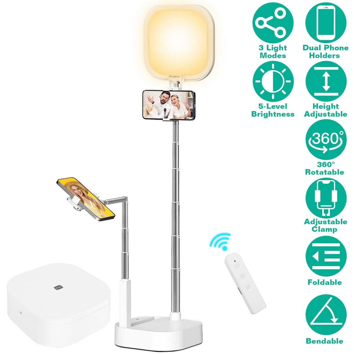 360° Rotatable Dual Phone Holder with Rechargeable Wireless Remote V8 - A-1 Thread Vault