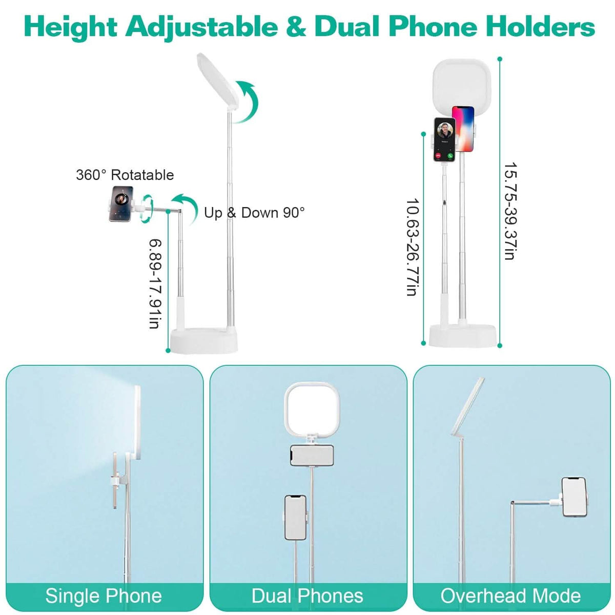 360° Rotatable Dual Phone Holder with Rechargeable Wireless Remote V8 - A-1 Thread Vault