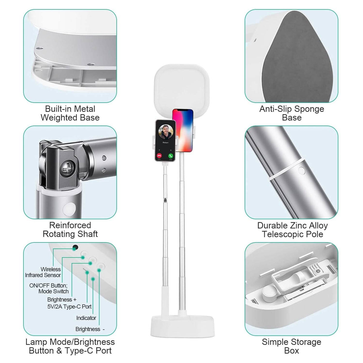 360° Rotatable Dual Phone Holder with Rechargeable Wireless Remote V8 - A-1 Thread Vault