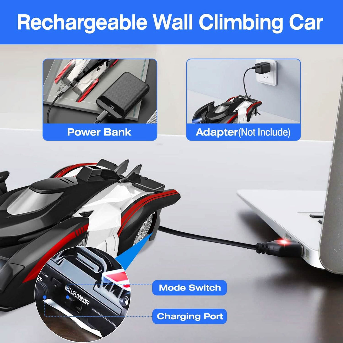 360¬∞ Rotating Electric Wall Climbing Remote Control Dual Mode Car - A-1 Thread Vault