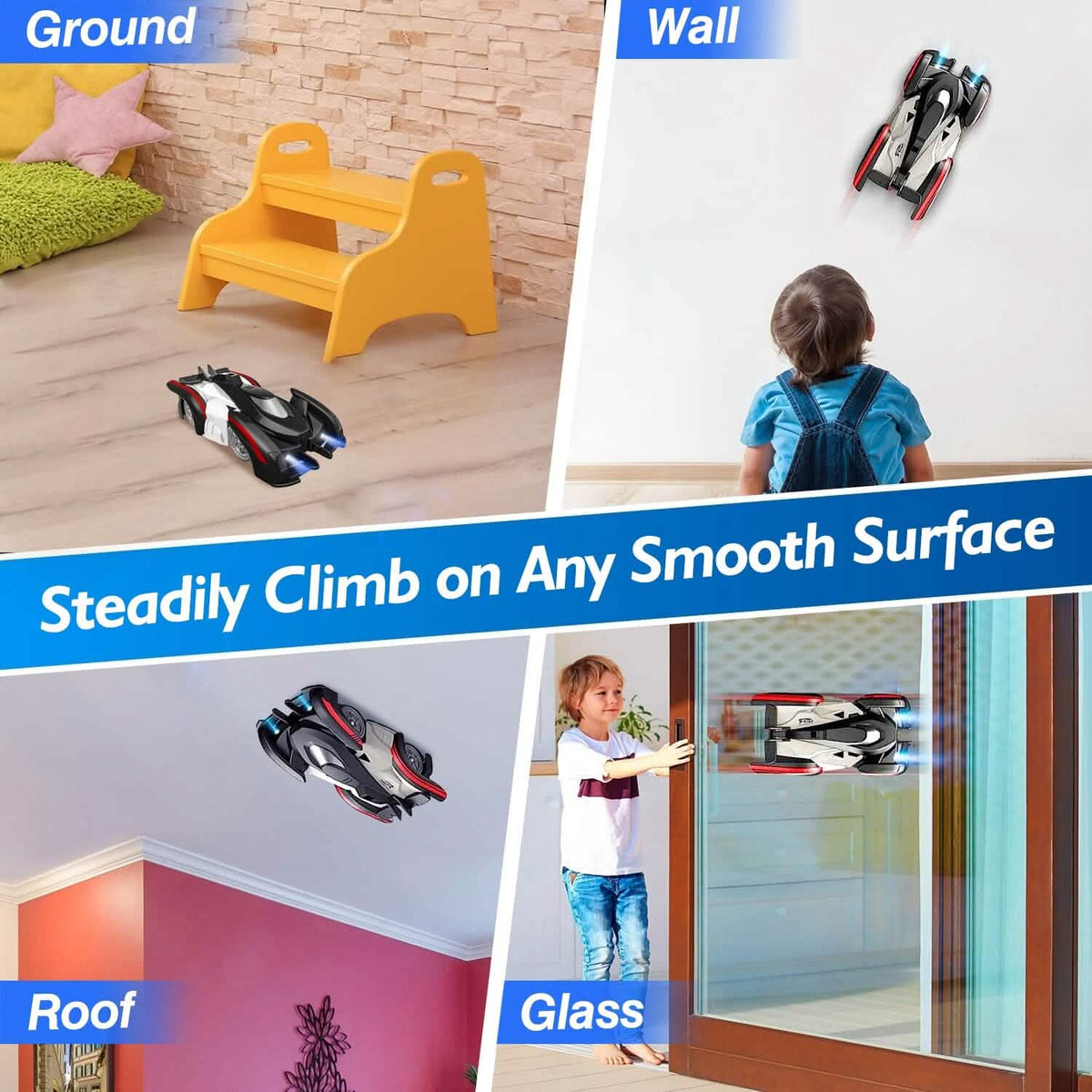 360¬∞ Rotating Electric Wall Climbing Remote Control Dual Mode Car - A-1 Thread Vault